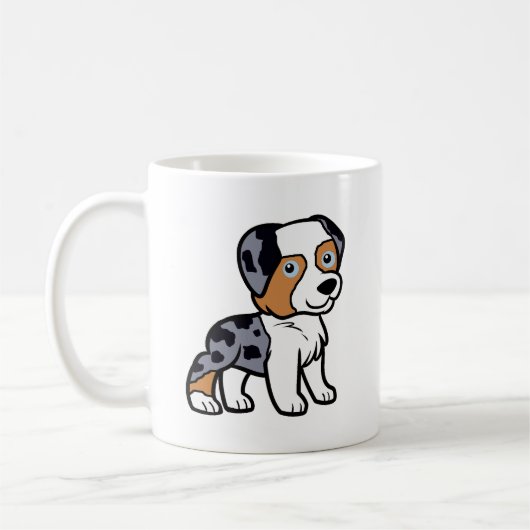 aussie blue merle cartoon koffiemok (Links)