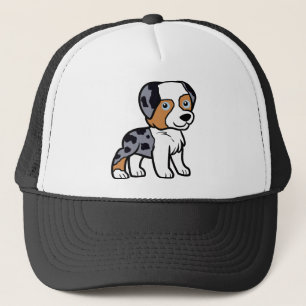 aussie blue merle cartoon trucker pet