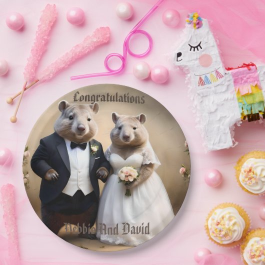 Aussie Bruiloften Australische Wombats, bruiloft Papieren Bordje (Feest)