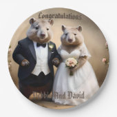 Aussie Bruiloften Australische Wombats, bruiloft Papieren Bordje (Voorkant)