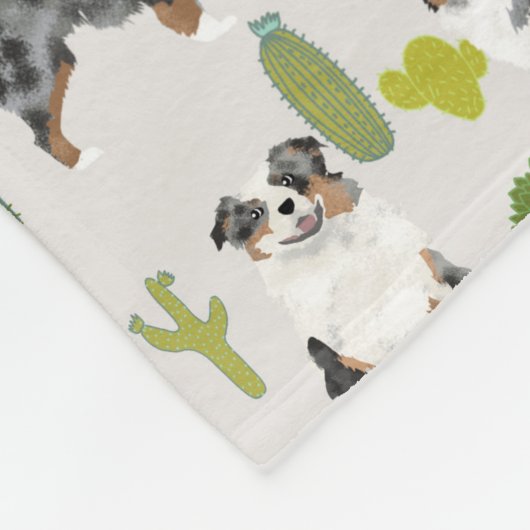 Aussie Dog Cactus Blanket - australische herder Fleece Deken (Hoek)