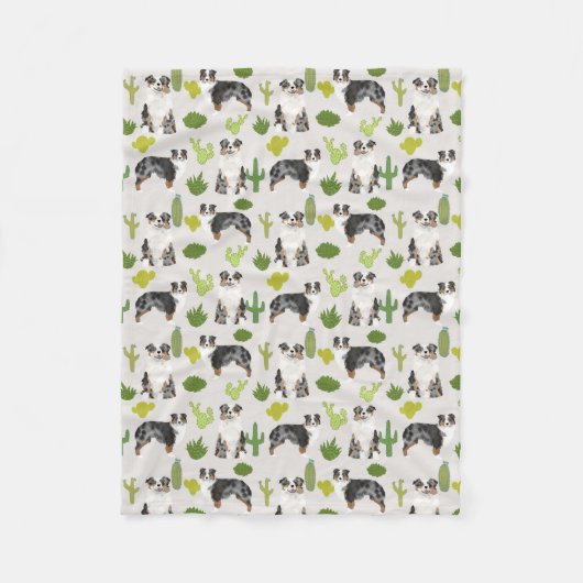 Aussie Dog Cactus Blanket - australische herder Fleece Deken (Voorkant)