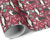 Aussie Dog Tricolored Kerstfeestdag Cadeaupapier (Rol Hoek)