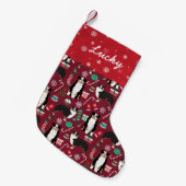 Aussie Dog Tricolored Name Stocking Kleine Kerstsok (Voorkant (Hangend))