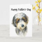 Aussie Doodle Bewerkbare Hond Vader Vaderdag Kaart (Gele Bloem)