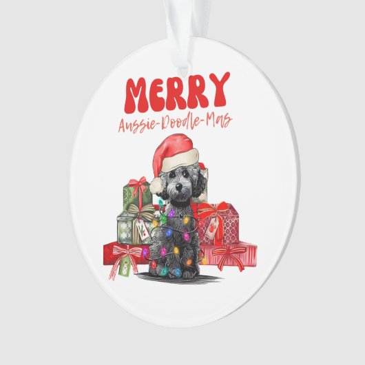 Aussie Doodle Kerstmis - Merry Aussie-Doodle-Mas Ornament (voorkant)