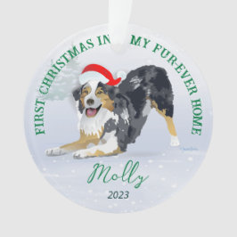 Aussie draagt Santa Hat 2023 Ornament