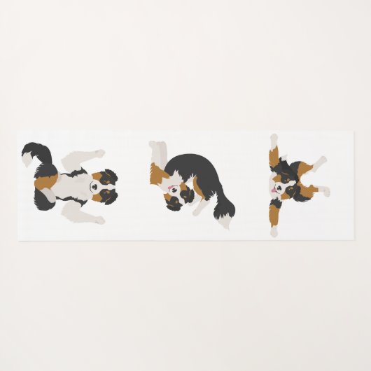 Aussie driekleur. Australian Shepherd hond yoga Yogamat (Achterkant (horizontaal))