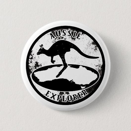 Aussie Explorer in grunge Ronde Button 5,7 Cm (Voorkant)