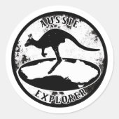 Aussie Explorer in grunge Ronde Sticker (Voorkant)