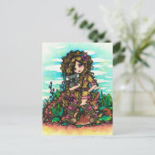 Aussie Girl Koala Kangaroo Comic Art Briefkaart (Staand voorkant)