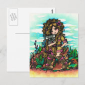 Aussie Girl Koala Kangaroo Comic Art Briefkaart (Voorkant / Achterkant)