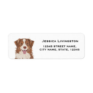 aussie hond australian shepherd retour adres etiket