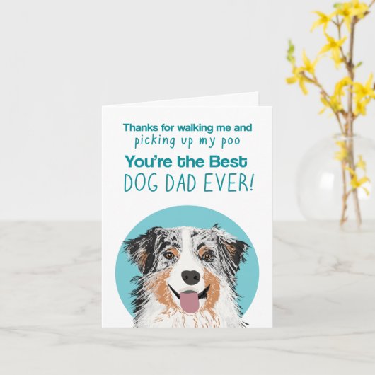 Aussie hond papa vaderdag kaart (Gele Bloem)