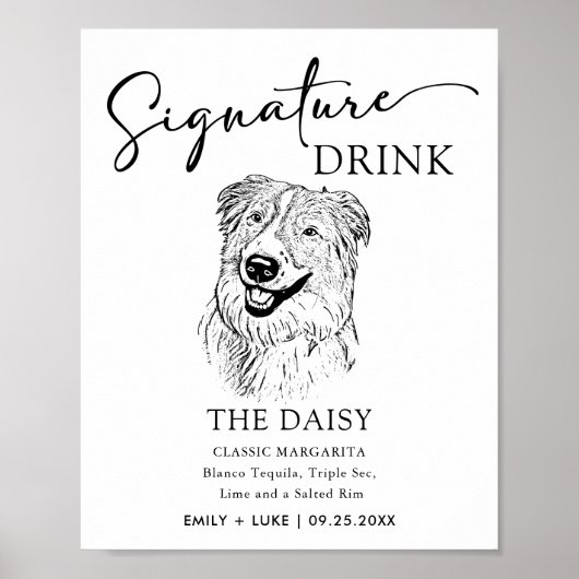 Aussie Hond Trouwhandtekening Drink Teken Poster (Voorkant)