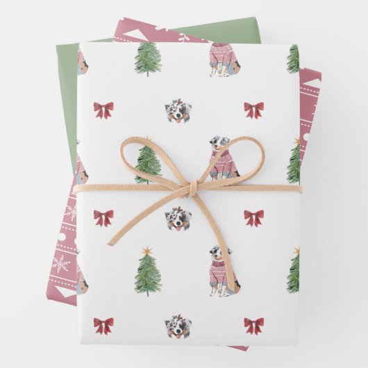 Aussie Hond Vakantie Wrapping Papier Bladen Inpakpapier Vel (In situ)