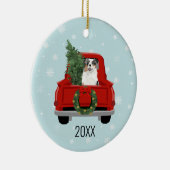 Aussie-hondenblauwe kerst keramisch ornament (Rechts)