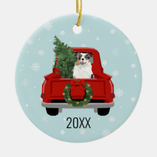 Aussie-hondenblauwe kerst keramisch ornament