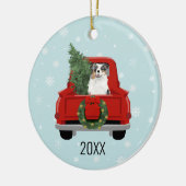 Aussie-hondenblauwe kerst keramisch ornament (Links)