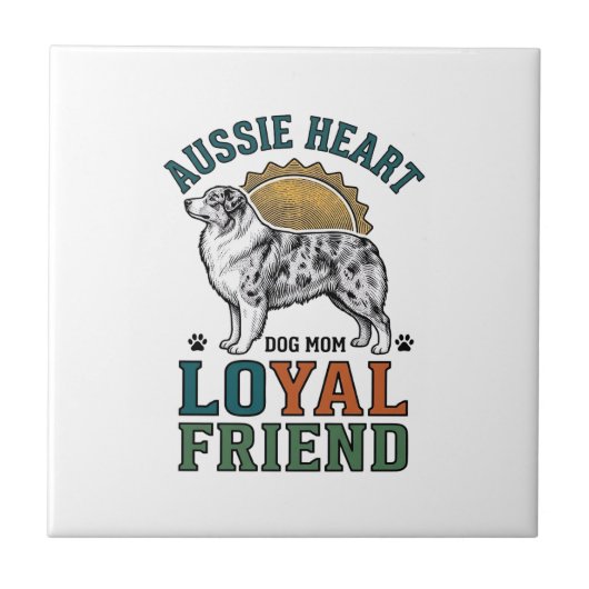 Aussie-hondliefhebber Vintage gegraveerde herder A Tegeltje (Voorkant)