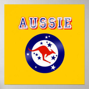 Aussie Kangaroo vlag Emlem logo giften Poster