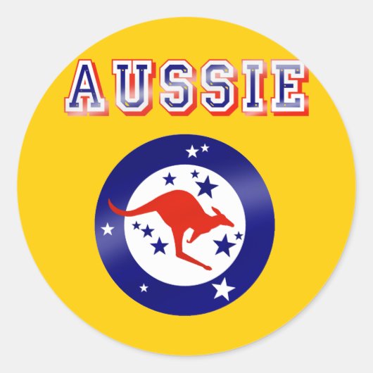 Aussie Kangaroo vlag Emlem logo giften Ronde Sticker (Voorkant)