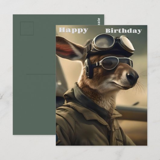 Aussie Kangoeroe Koning Van De Luchtvaart, Verjaar Briefkaart (Voorkant / Achterkant)