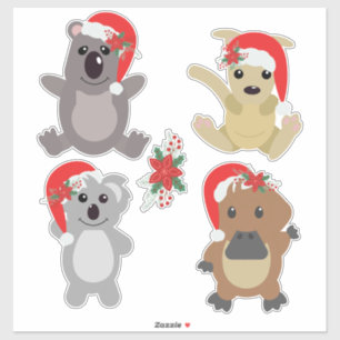 Aussie kerstdieren sticker