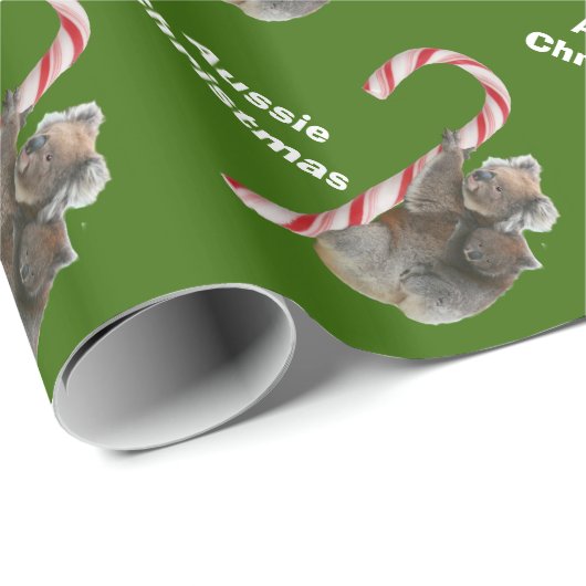 Aussie Kerstmis Koala Beer Candy Cane Cadeaupapier (Rol Hoek)