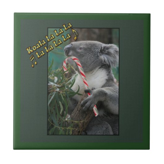 Aussie Kerstmis Koala met snoepgoed Tegeltje (Voorkant)