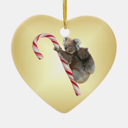 Aussie Kerstmis Koalas op snoepriet Keramisch Ornament (Voorkant)
