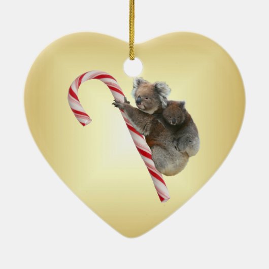 Aussie Kerstmis Koalas op snoepriet Keramisch Ornament (Achterkant)