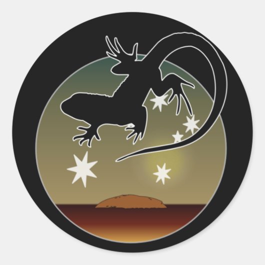 Aussie Lizard Icon Ronde Sticker (Voorkant)