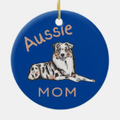 Aussie Ma Australian Shepherd Aussie Dog Keramisch Ornament (Achterkant)