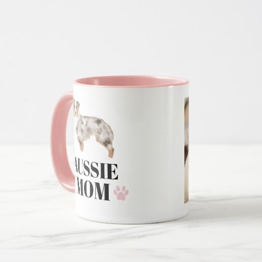 Aussie Mam Rood Geppersonaliseerd met foto Mok (Voorkant links)