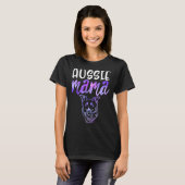 Aussie Mama Australian Shepherd Herding Dog Mom Da T-shirt (Voorkant volledig)
