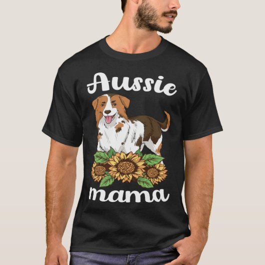 Aussie Mama Sunflower Australian Shepherd Women Mo T-shirt (Voorkant)
