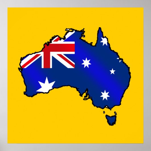 Aussie Map of Australia Oz flag gifts Poster (Voorkant)
