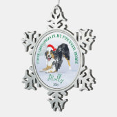 Aussie met Santa Hat Personalize Tin Sneeuwvlok Ornament (Rechts)