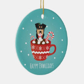 Aussie Mix met kerstcadeautjes Keramisch Ornament (Rechts)