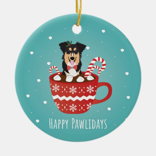 Aussie Mix met kerstcadeautjes Keramisch Ornament (Voorkant)