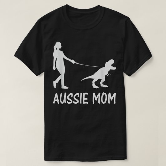 Aussie Moeder Australian Shepherd Hond Dinosauruss T-shirt (Design voorkant)