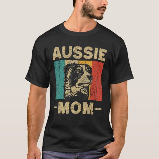 Aussie Mom  Retro Australian Shepherd T-shirt (Voorkant)