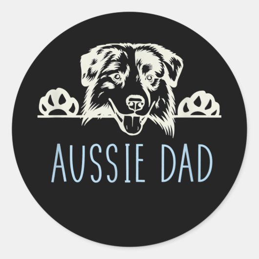 Aussie Pa met Australian Shepherd Dog Ronde Sticker (Voorkant)