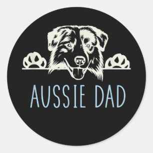 Aussie Pa met Australian Shepherd Dog Ronde Sticker