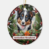 Aussie Pup Ornament, Personaliseer Puppy Christmas Keramisch Ornament (Links)