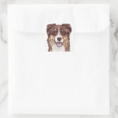  Aussie Puppy Dog Waterverf Australian Shepherd   Vierkante Sticker (Tas)
