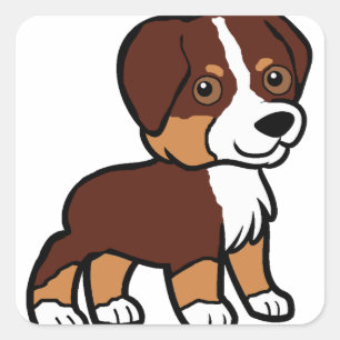 aussie red tri cartoon vierkante sticker