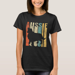Aussie Retro jaren '70 Dog Australian Shepherd Dis T-shirt