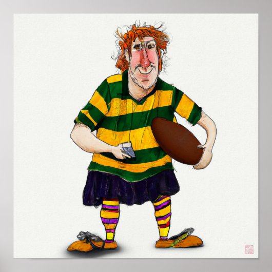 Aussie Rugby Player - Rugby Painting Print (Voorkant)